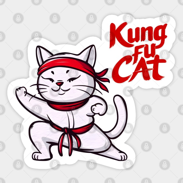 white cat kung fu cat master Sticker by KENG 51